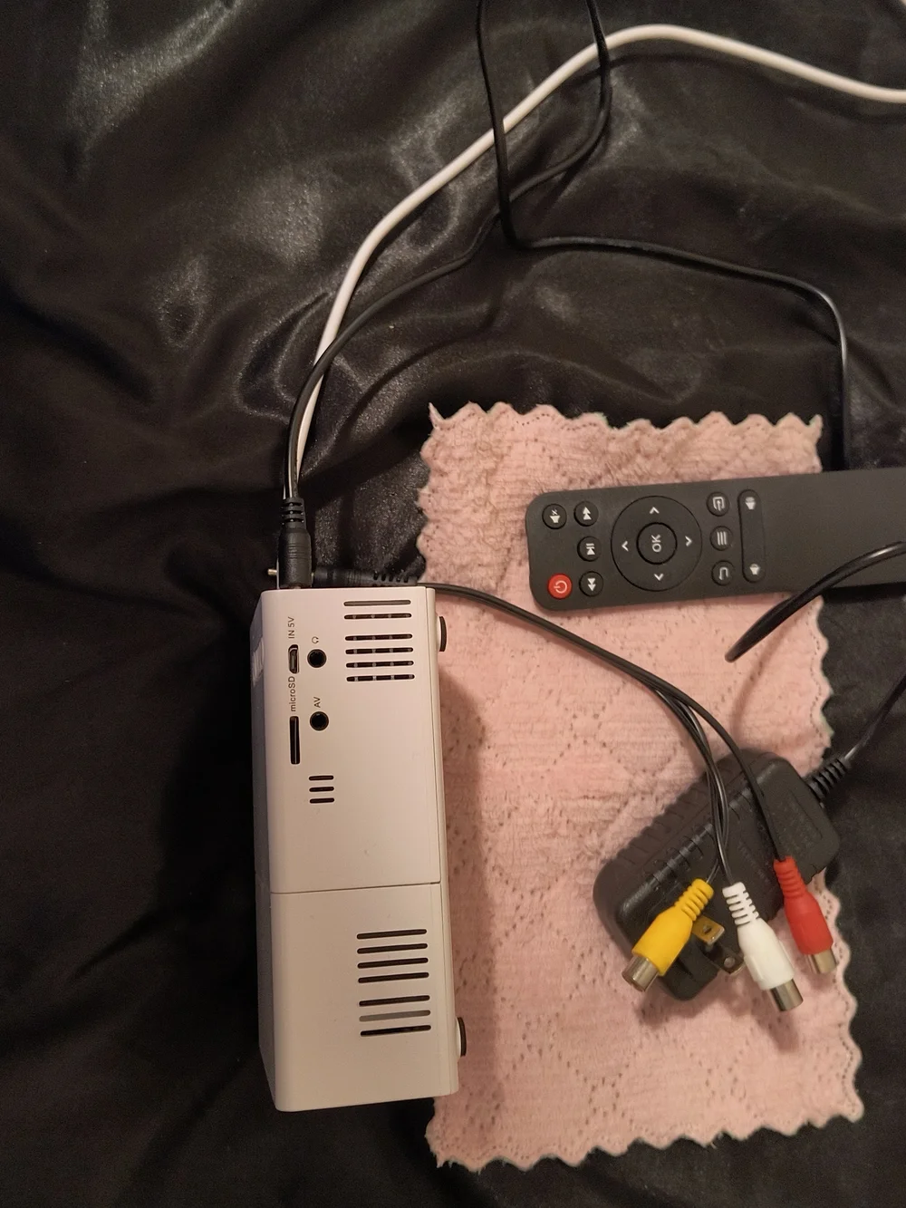 Compact White Portable Projector with Remote